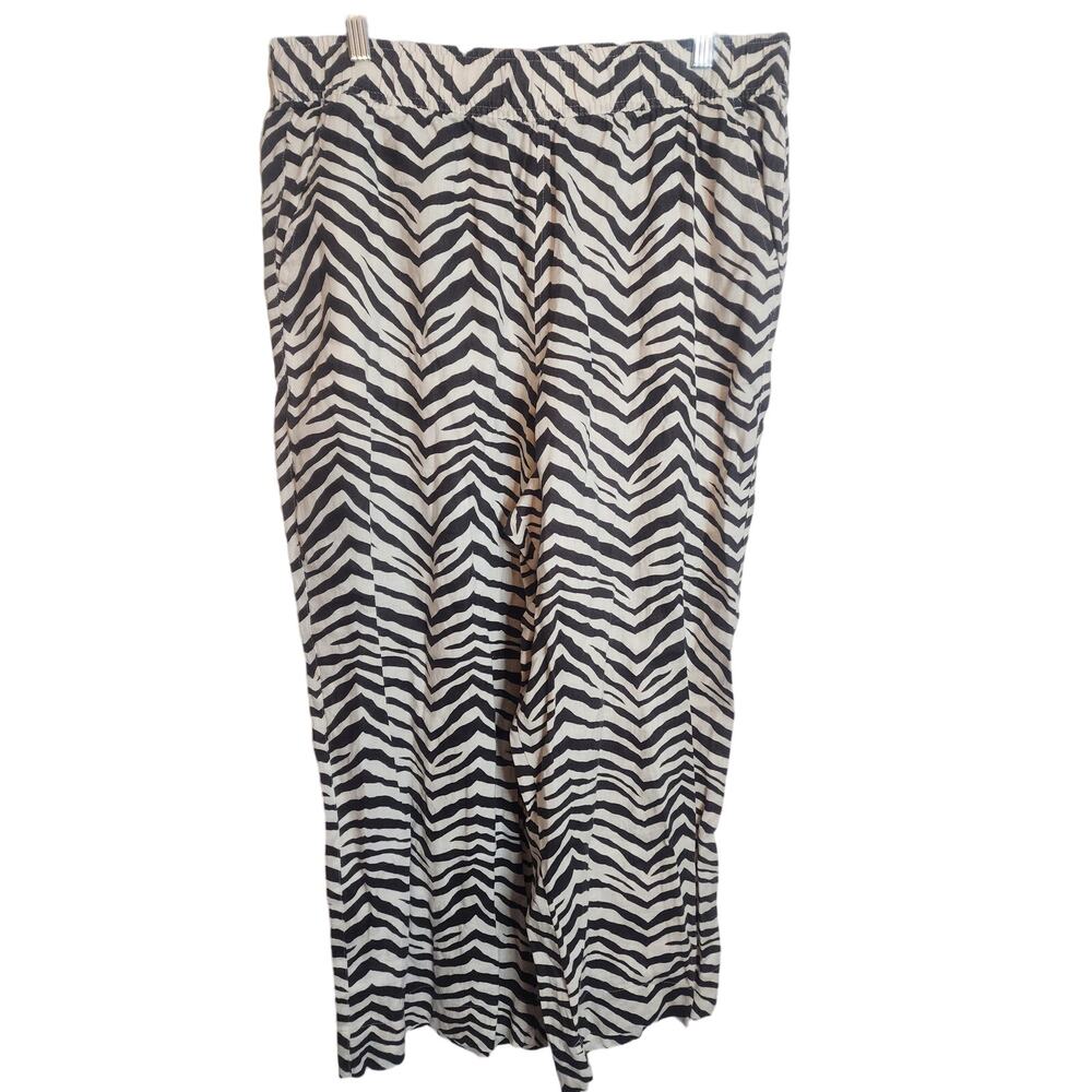 Tahari 100% Linen Animal Print Pull-On Pants, NWOT, XL